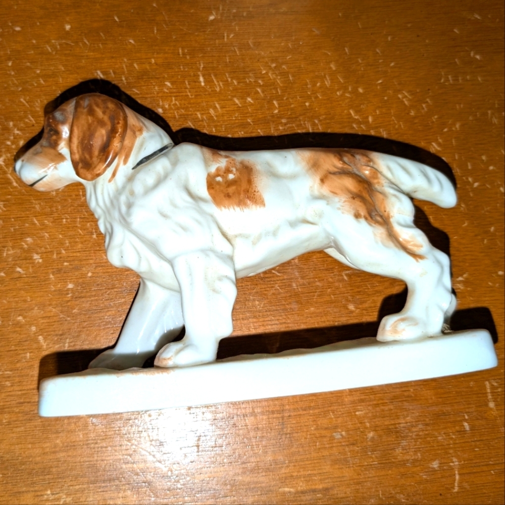 Vintage Japanese Ceramic Spaniel Dog Figurine - Brown and White